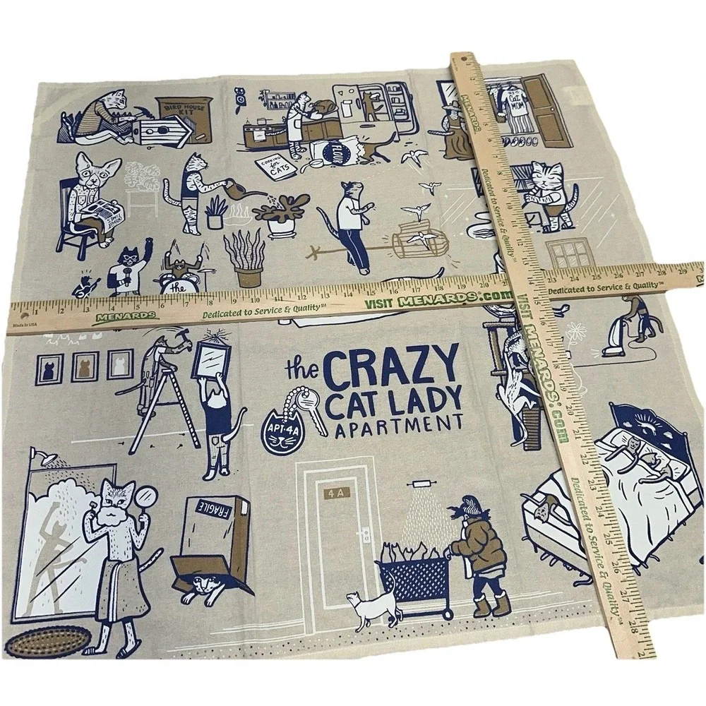 NWOT‎ Primitives By Kathy Crazy Cat Lady Apartment Whimsical Cotton Dish Towel